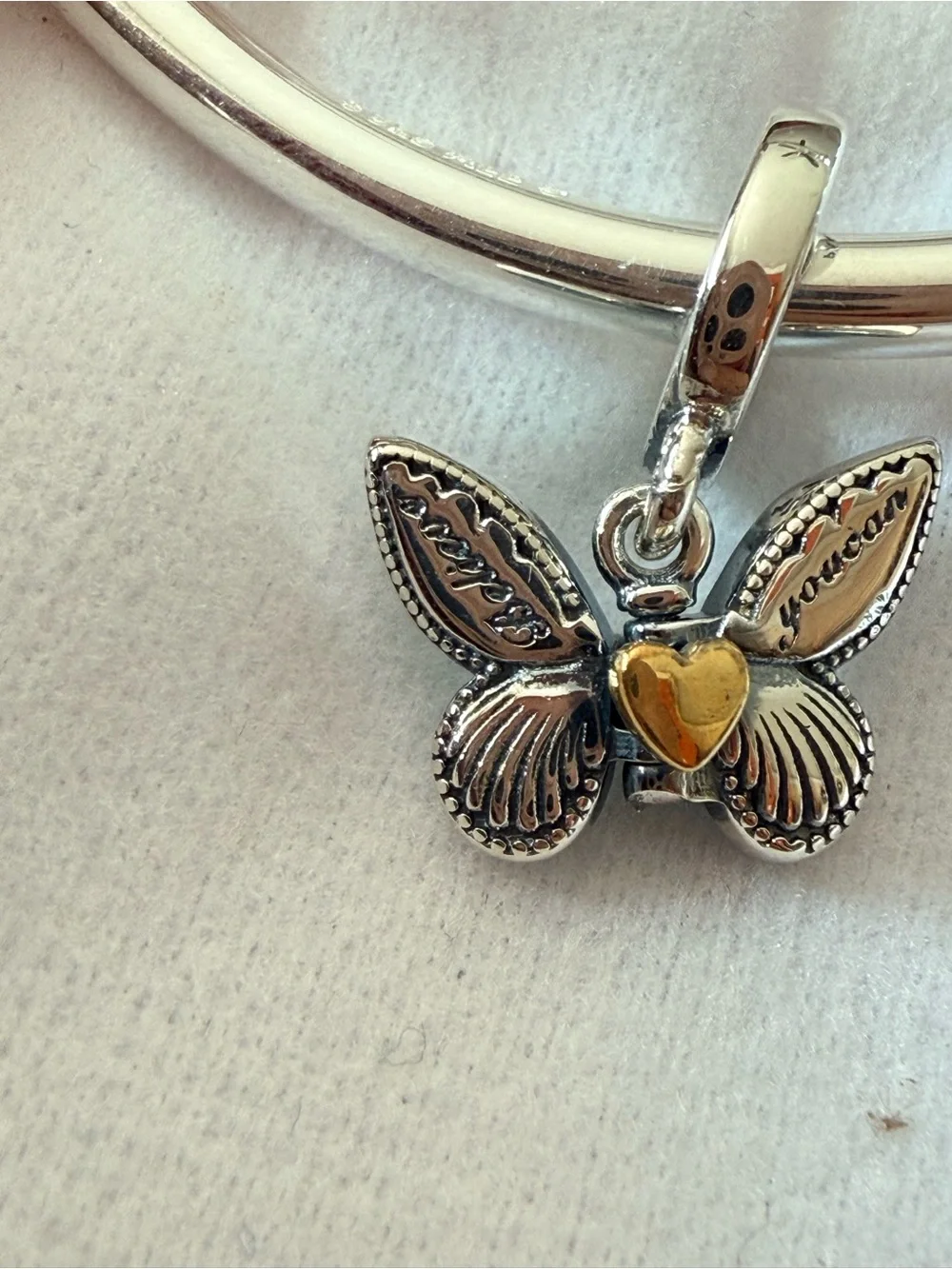 Pandora Blue Green Enamel Butterfly Dangle Charm